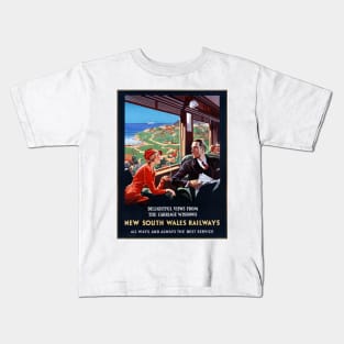 Vintage Travel Poster New South Wales Railways Australia Kids T-Shirt